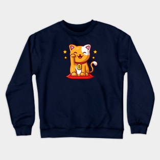 Cute Lucky Cat Cartoon Crewneck Sweatshirt